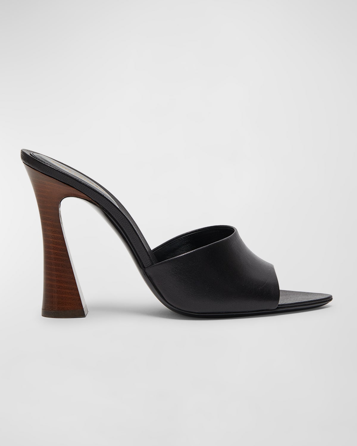 Saint Laurent 105mm Suite Leather Mule Sandals In Black