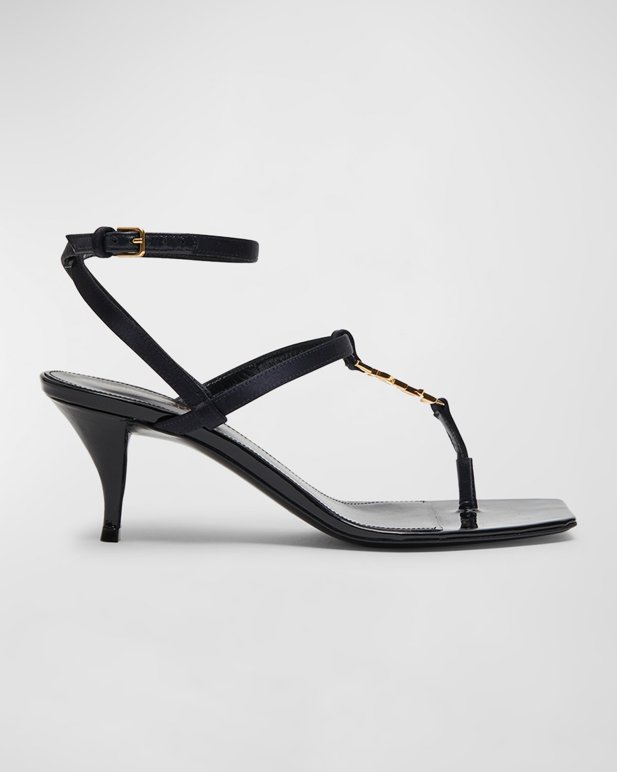 Shop Saint Laurent Cassandra Ysl Medallion Ankle-strap Sandals In Patriot Navy 4035