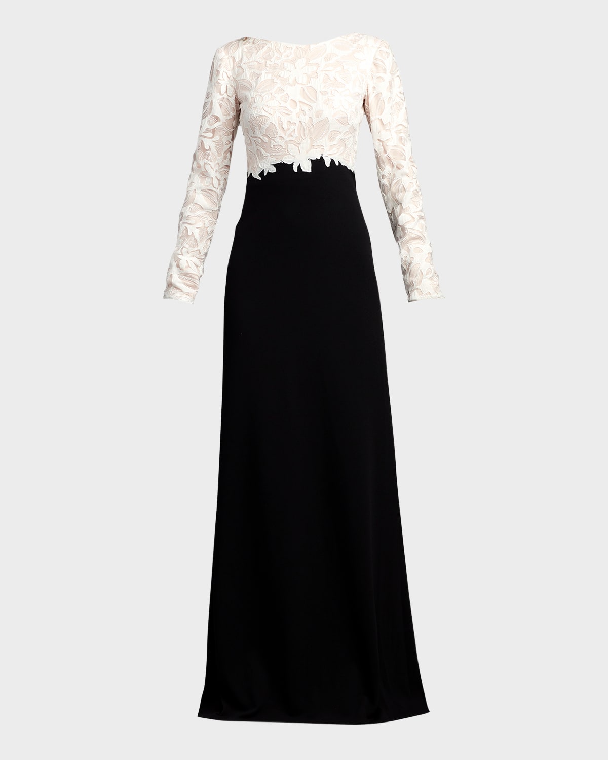 Two-Tone A-Line Lace Crepe Gown