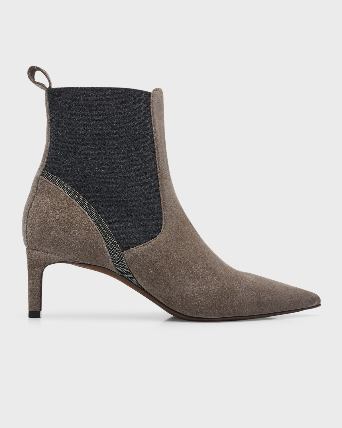 Brunello Cucinelli Embellished Suede Ankle Boots In Ossido
