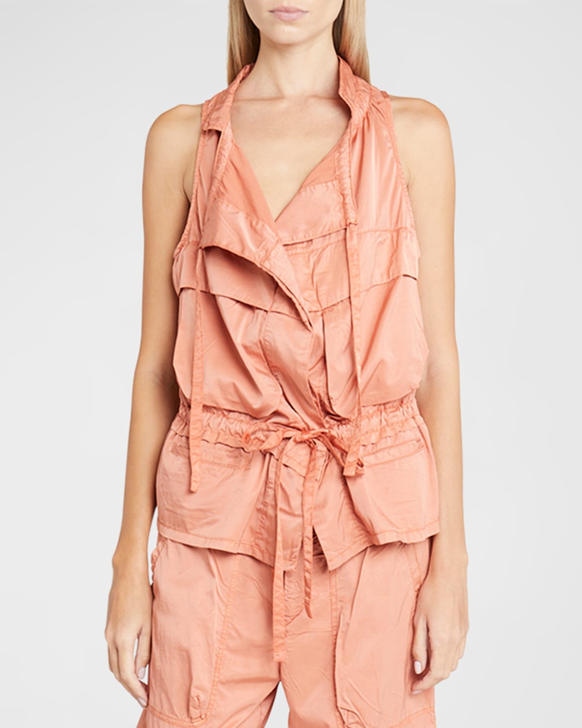 Isabel Marant Nadea Drawstring Utility Vest In Peach