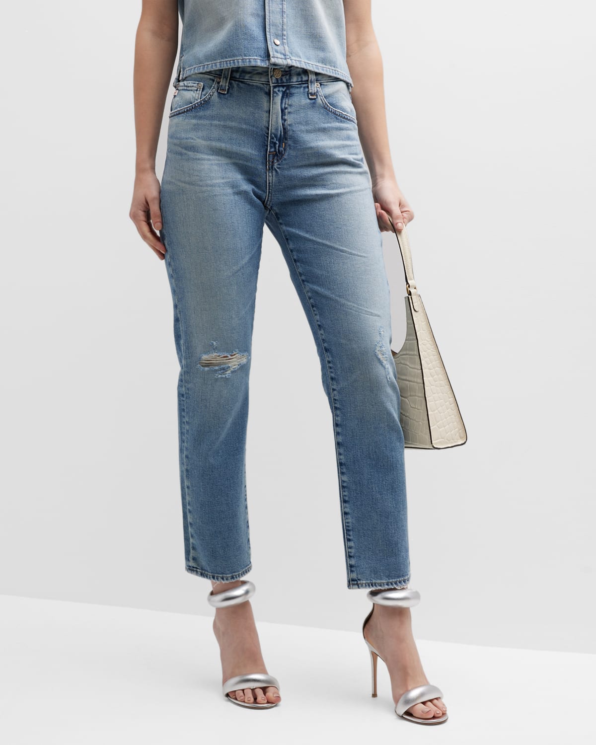 Ag Ex Boyfriend Slouchy High Rise Ankle Slim Jeans In 20 Years Fossil In 20 Years Fossil