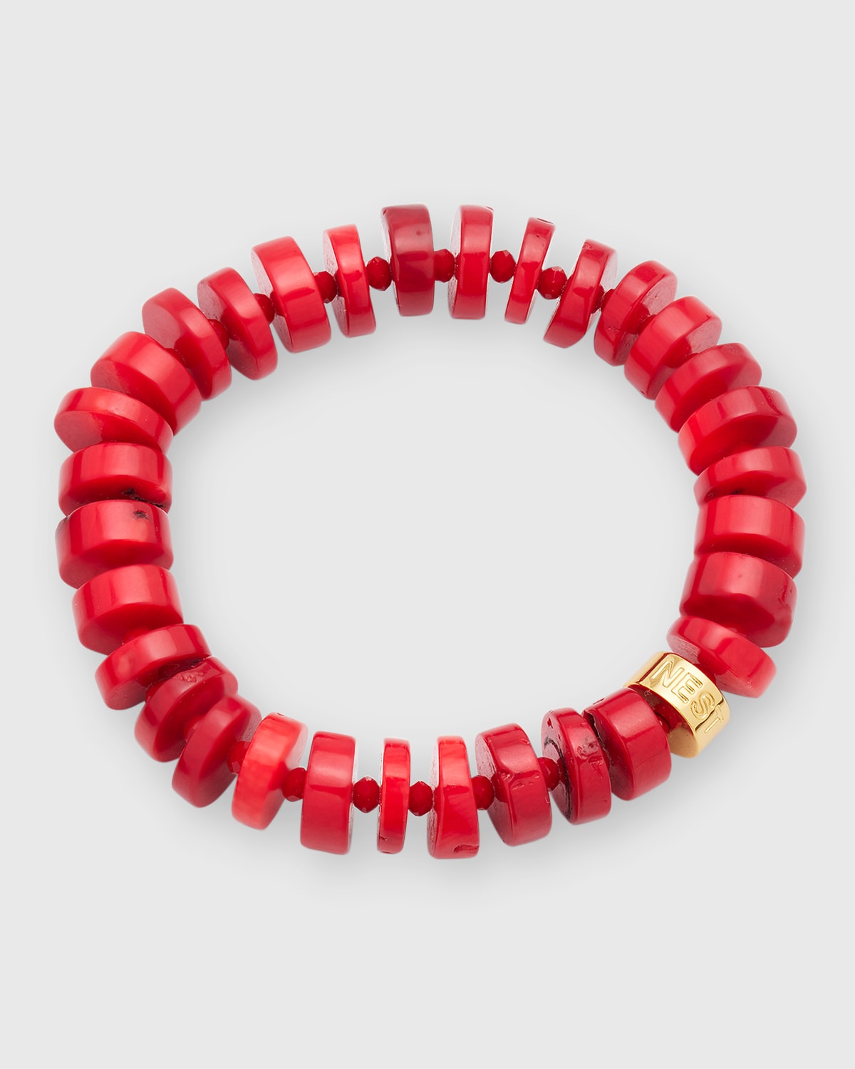 Faceted Red Coral Stretch Bracelet