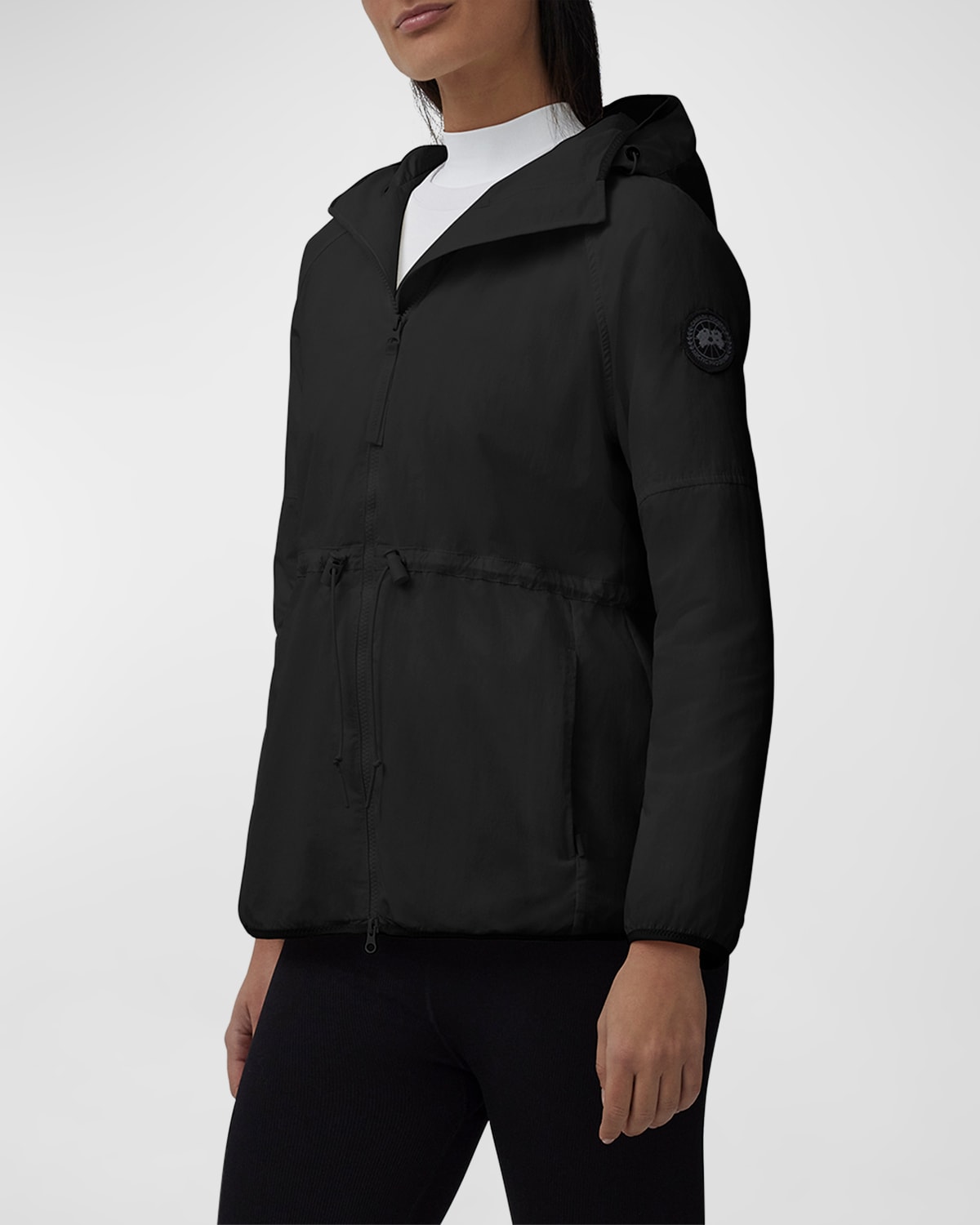 Shop Canada Goose Lundell Hooded Jacket With Drawcord Waist In Black
