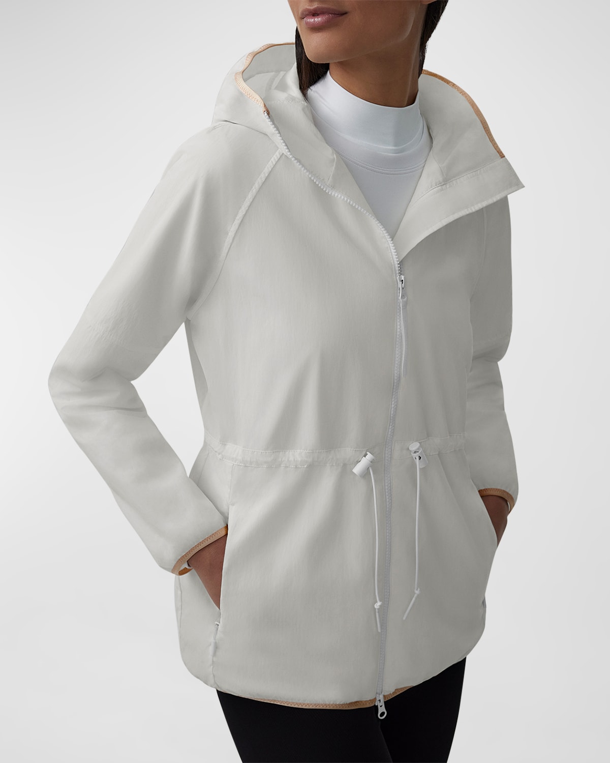Canada Goose Lundell Hooded Jacket With Drawcord Waist In Northstar White