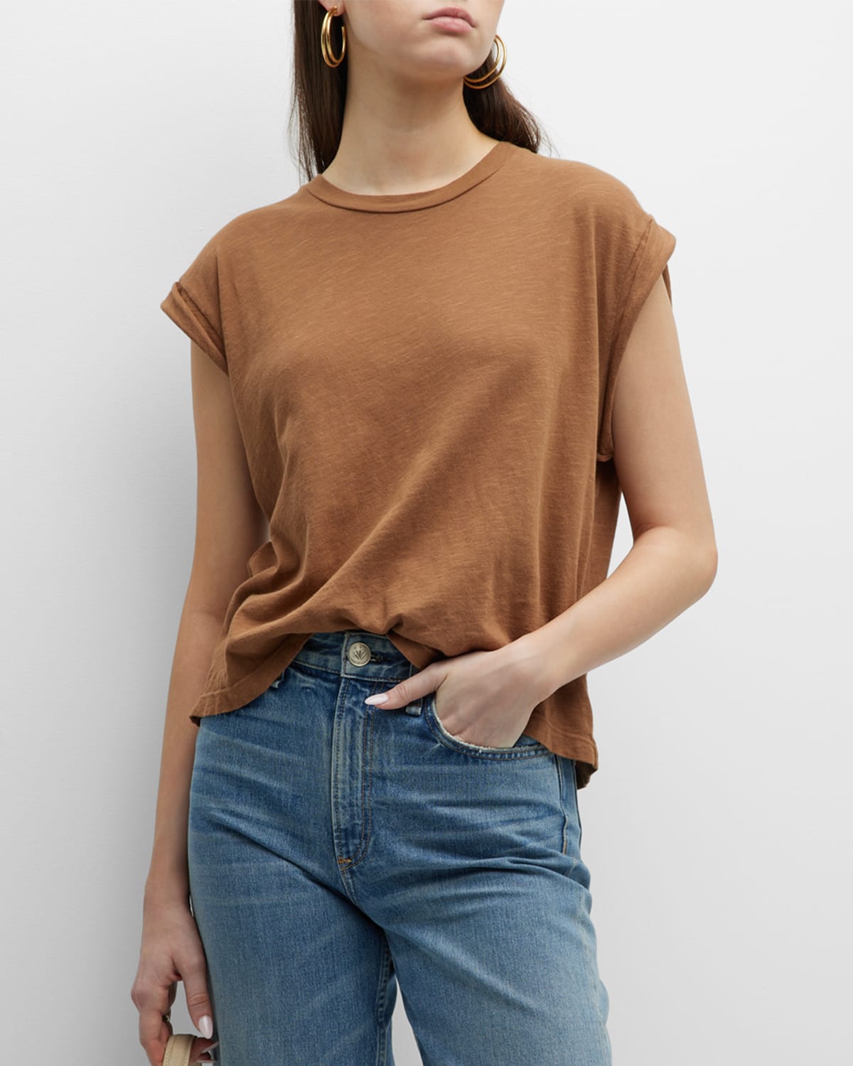 Citizens Of Humanity Kelsey Rolled Sleeve Tee In Malt Ball