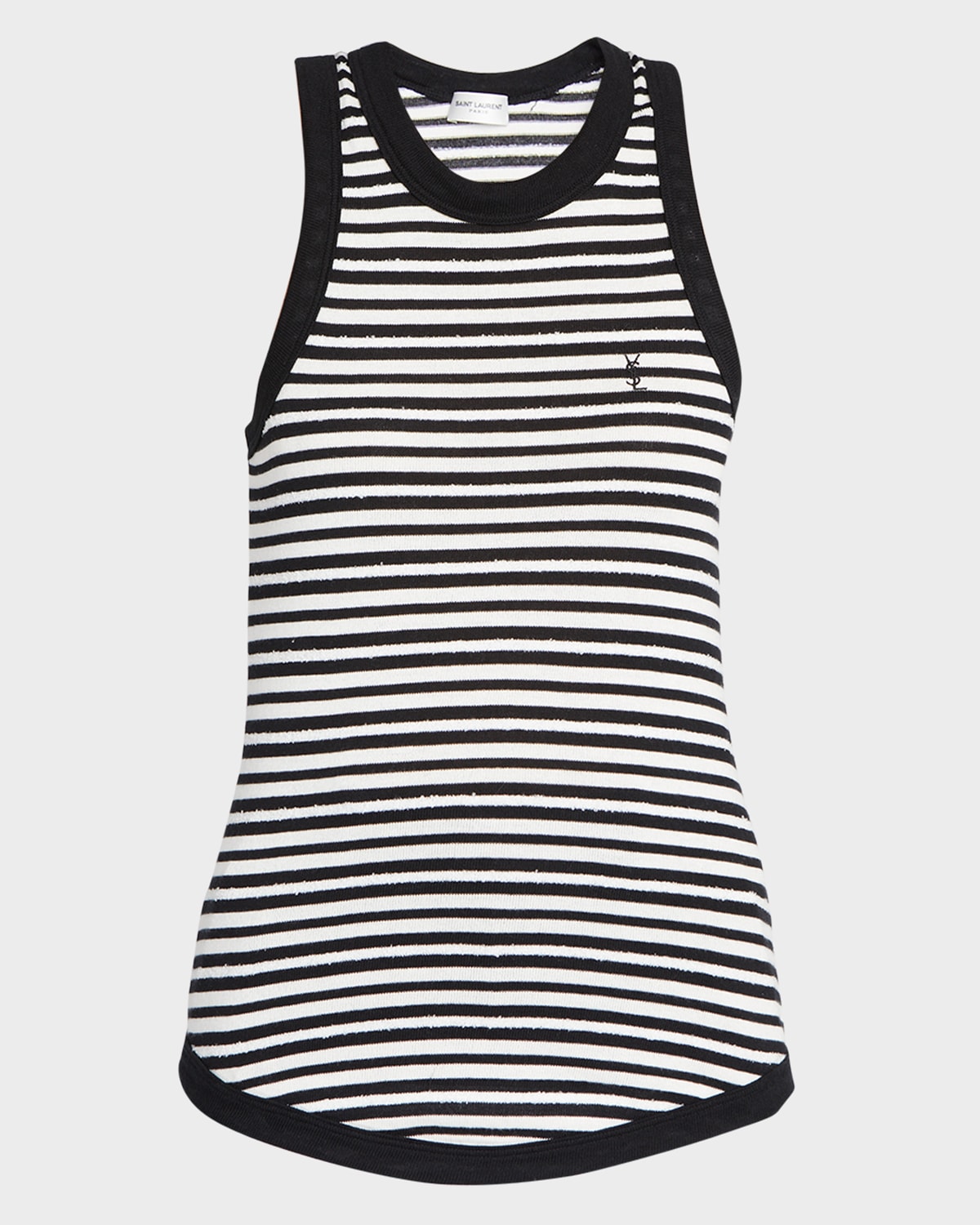 Shop Saint Laurent Monogram-embroidered Stripe Tank Top In Nero Natur