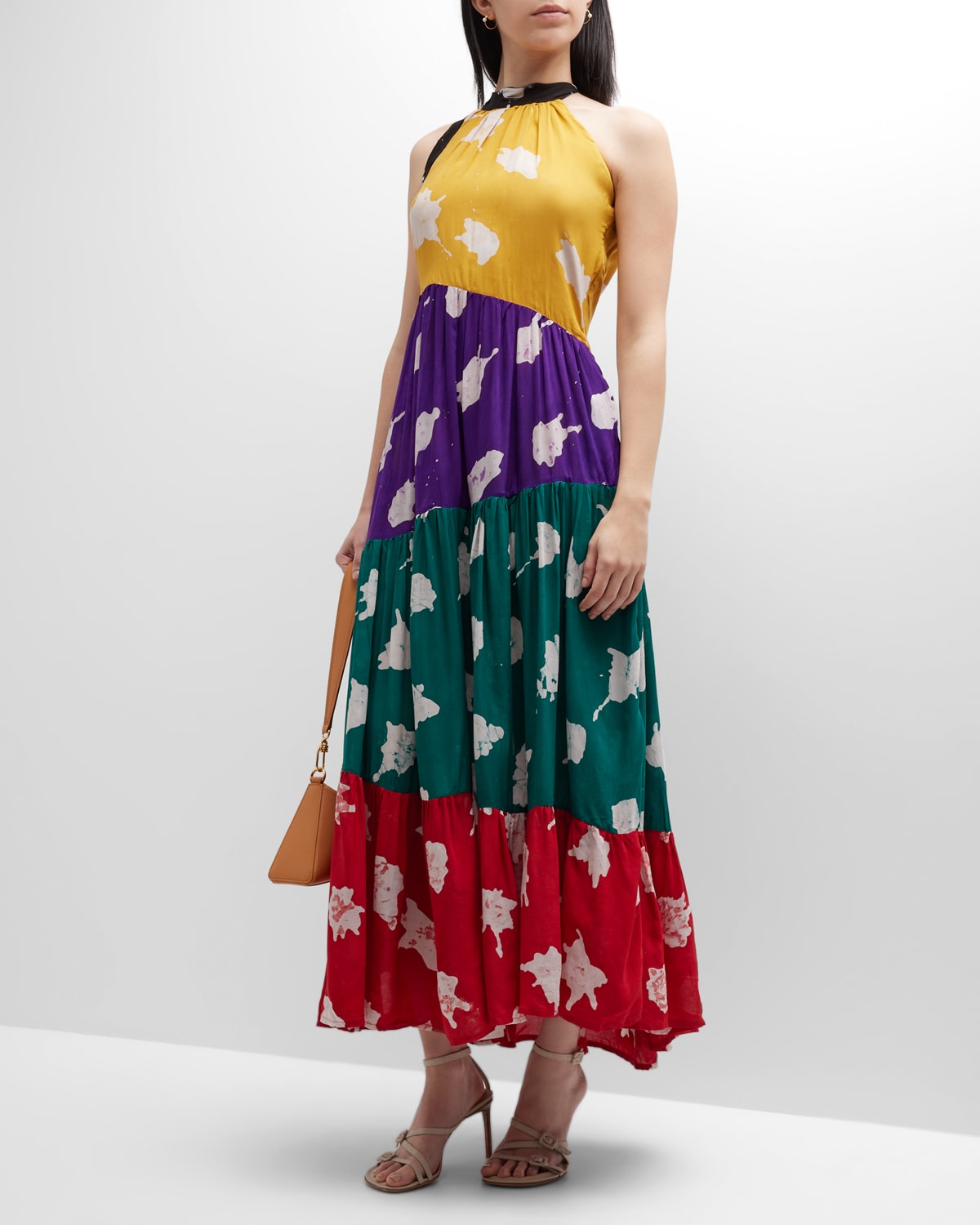 Busayo Yemisi Printed Asymmetric Tiered Maxi Dress