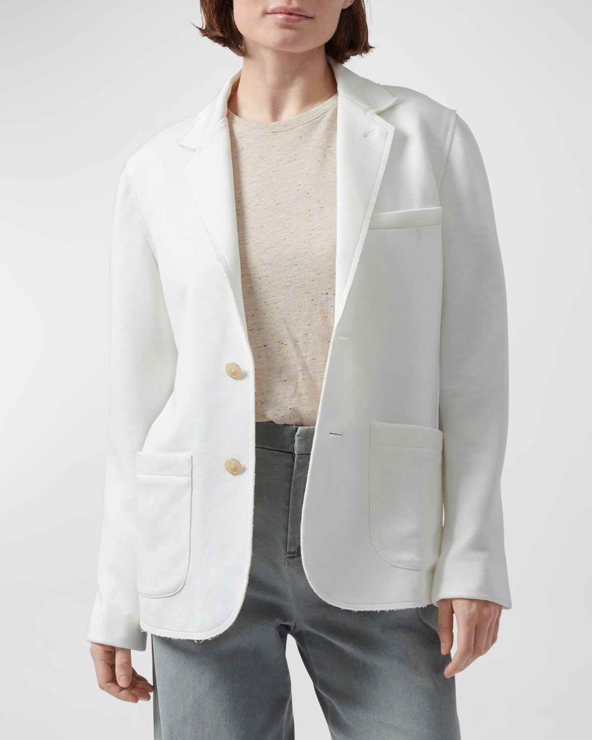 Atm Anthony Thomas Melillo Double Knit Tencel Blend Relaxed Blazer In Chalk