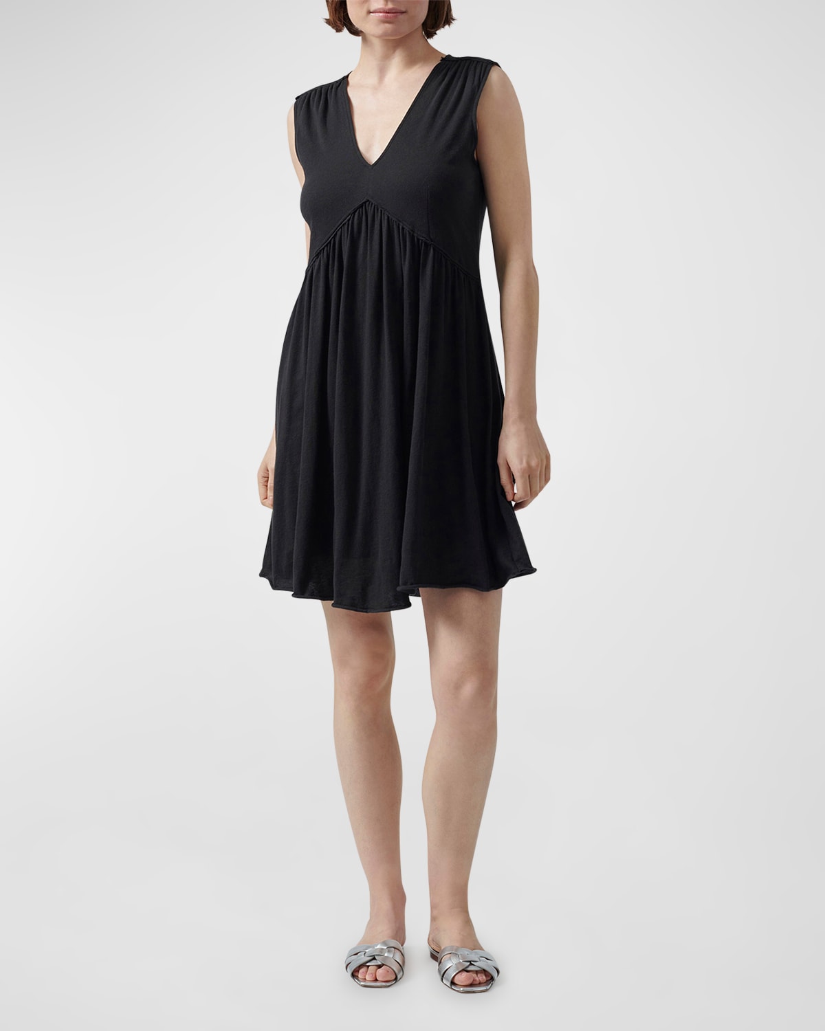 Atm Anthony Thomas Melillo V-neck Sleeveless Minidress In Black