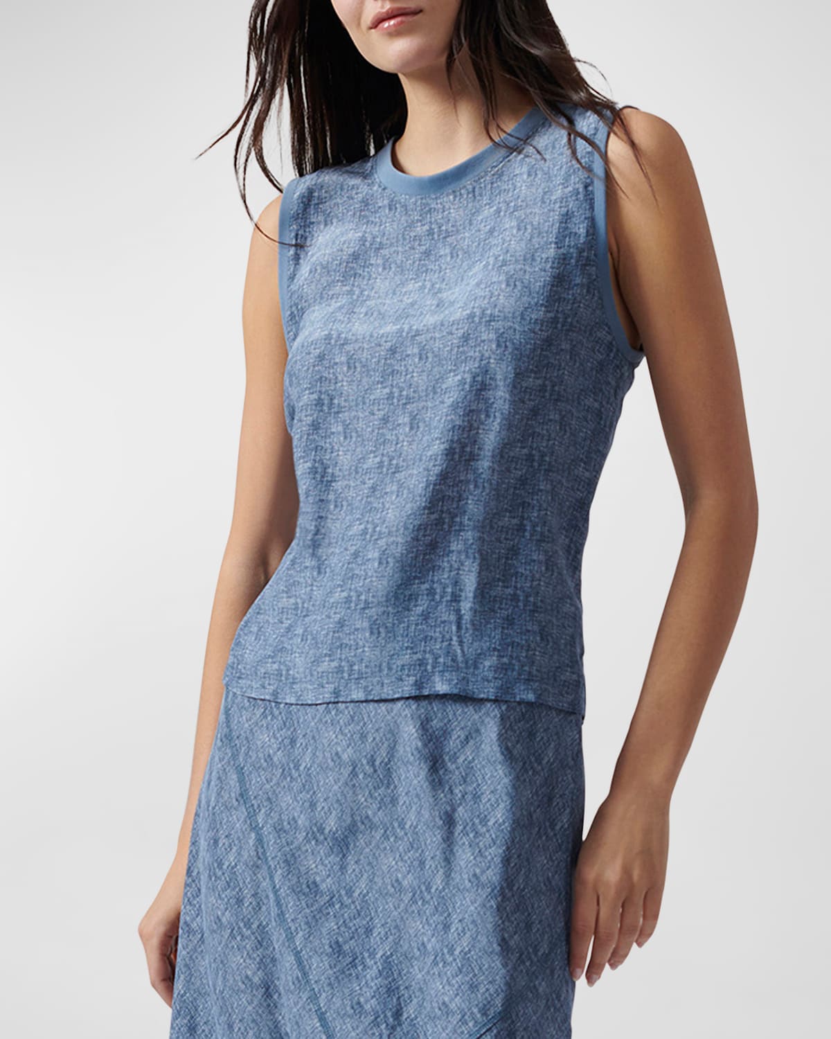 Atm Anthony Thomas Melillo Women's Silk Sleeveless Muscle T-shirt In Naval Blue Combo