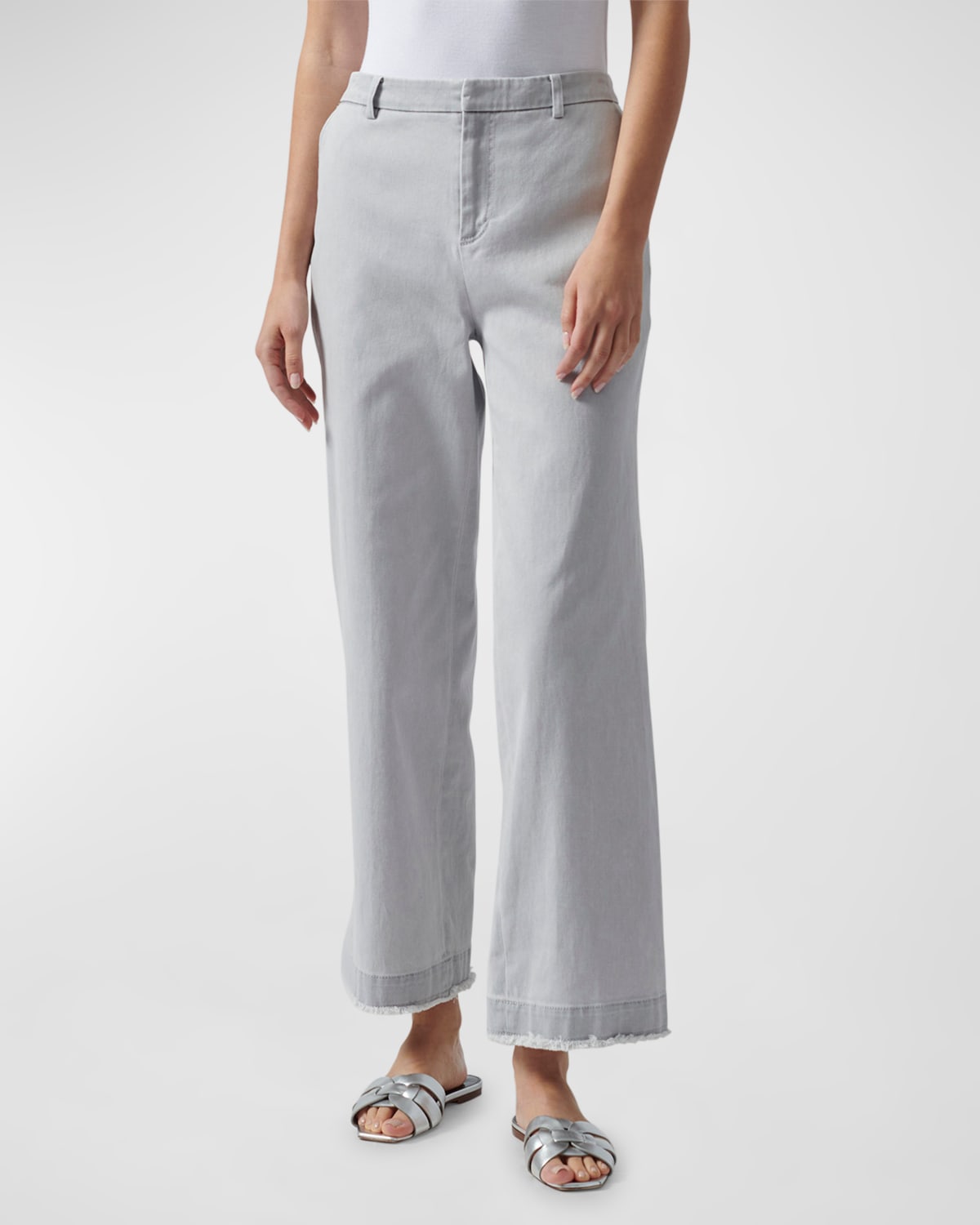 Atm Anthony Thomas Melillo Cotton Twill Wide-leg Boyfriend Pants In Grey Birch