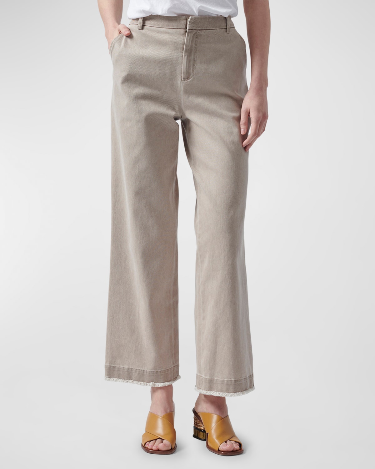 Atm Anthony Thomas Melillo Cotton Twill Wide-leg Boyfriend Pants In Beach Pebble