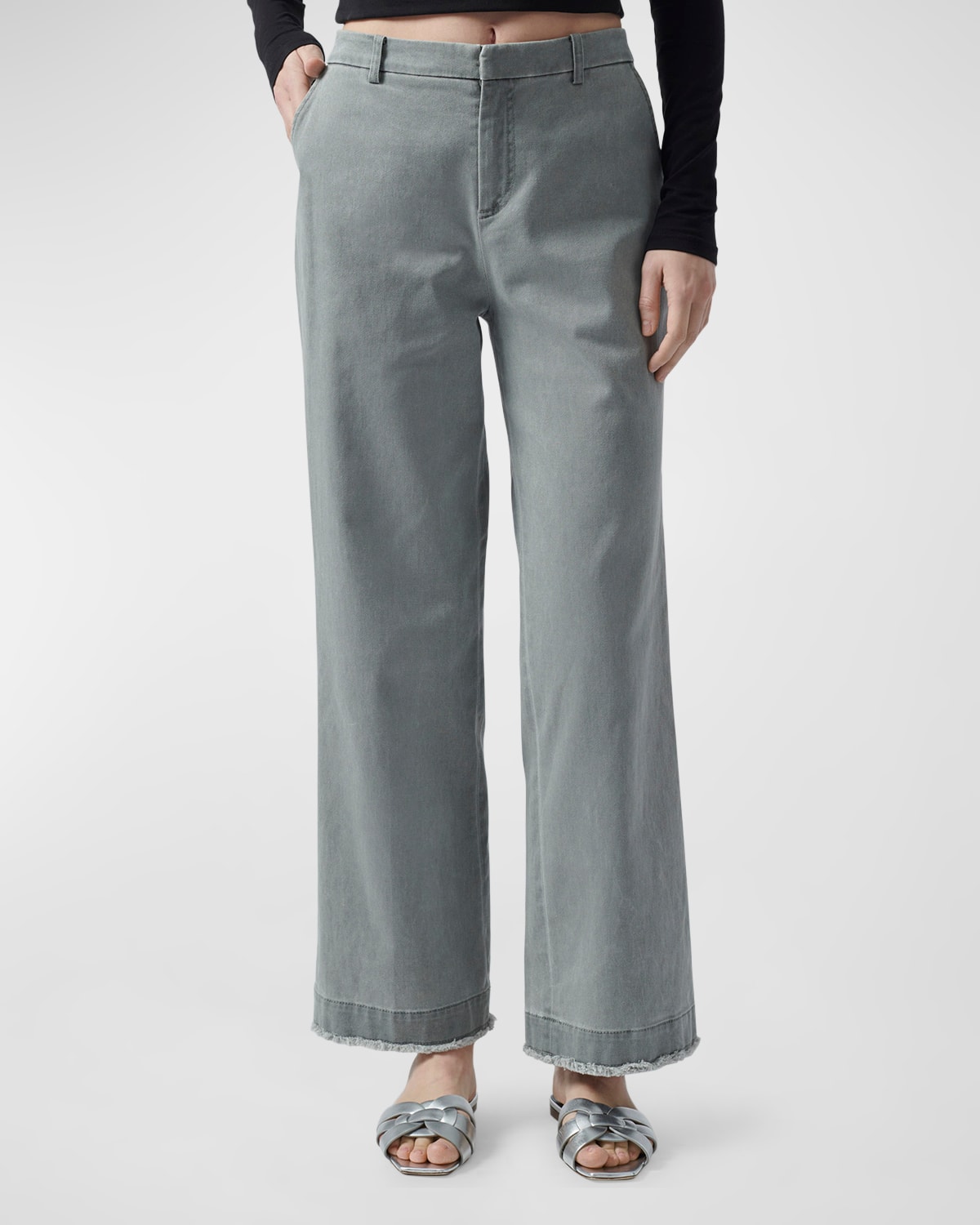 ATM ANTHONY THOMAS MELILLO COTTON TWILL WIDE-LEG BOYFRIEND PANTS