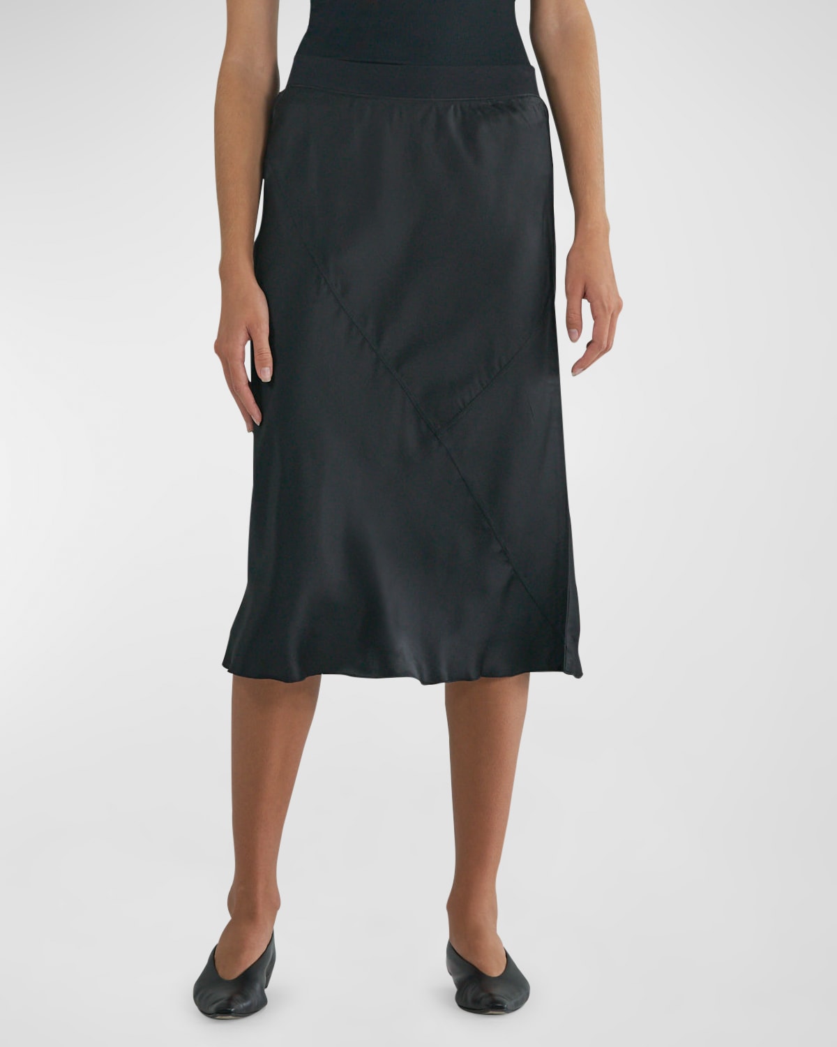 Bias-Cut Midi Silk Skirt