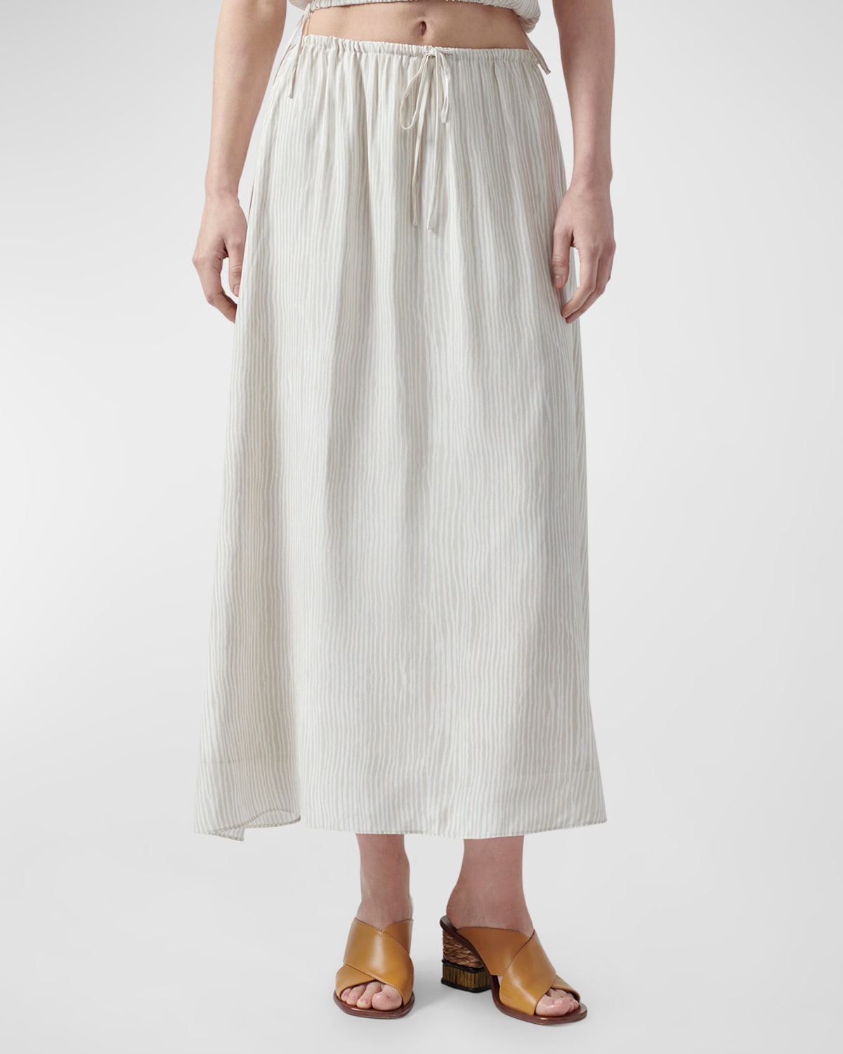 Atm Anthony Thomas Melillo Combo Silk Charmeuse Skirt In Beach Pebble In Beach Pebble