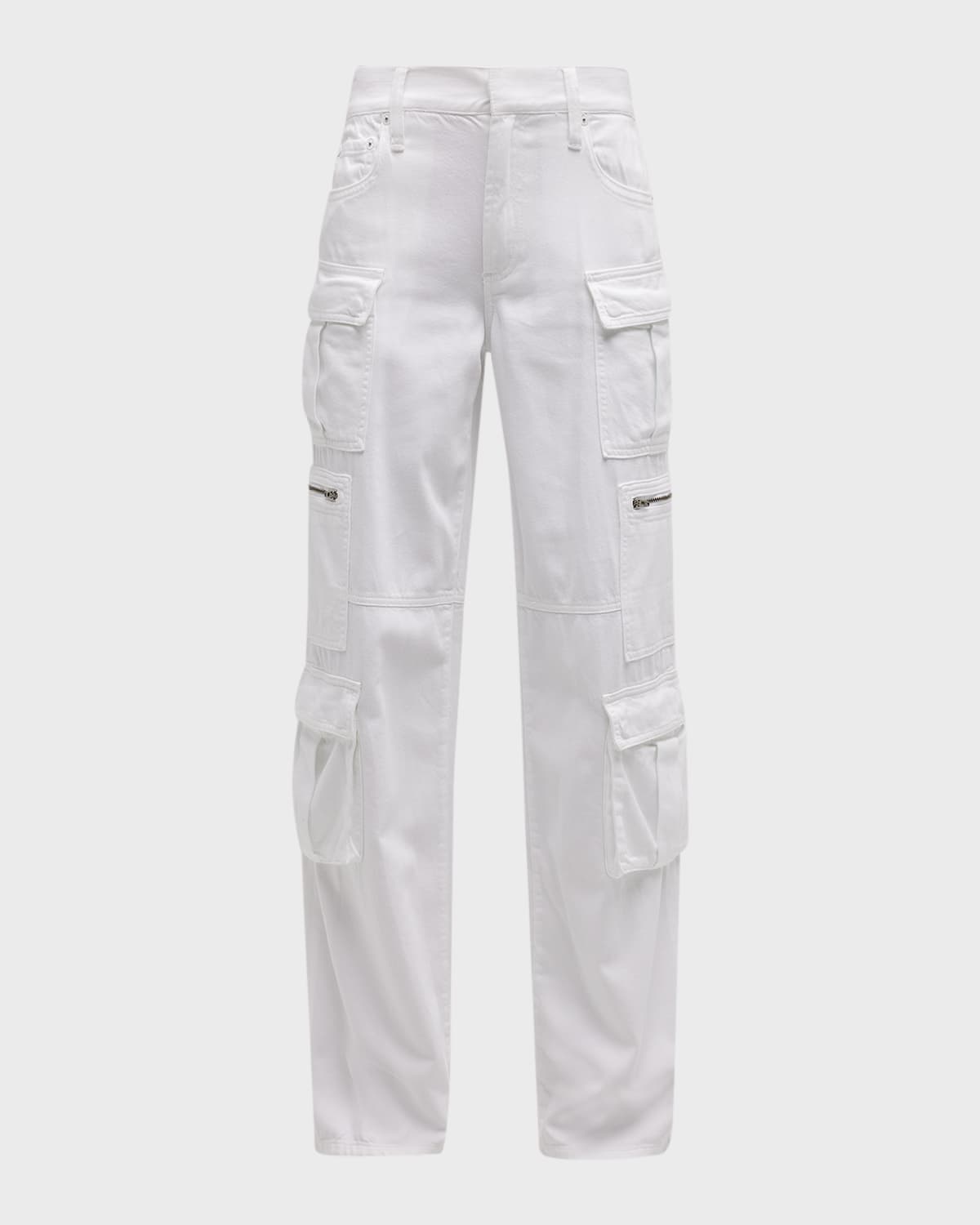 Shop Alice And Olivia Cay Baggy Denim Cargo Pants In White