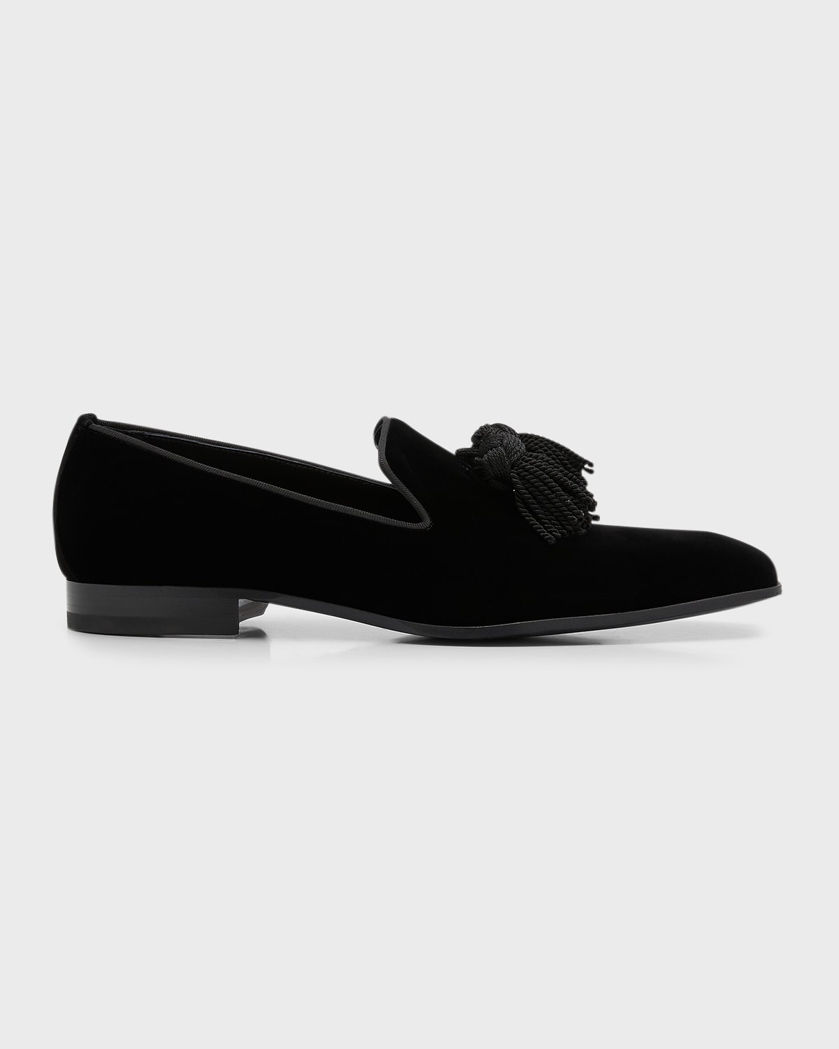 Shop Jimmy Choo Men's Foxley Velvet Tassel Loafers In Black