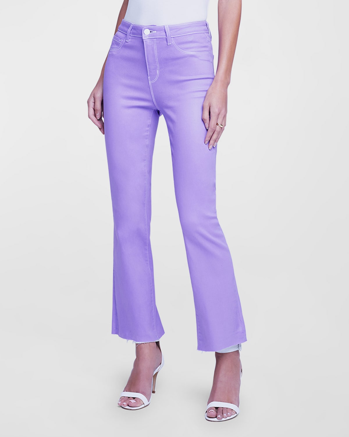 Shop L Agence Kendra High-rise Crop Flared Jeans In Orchid Natural Co