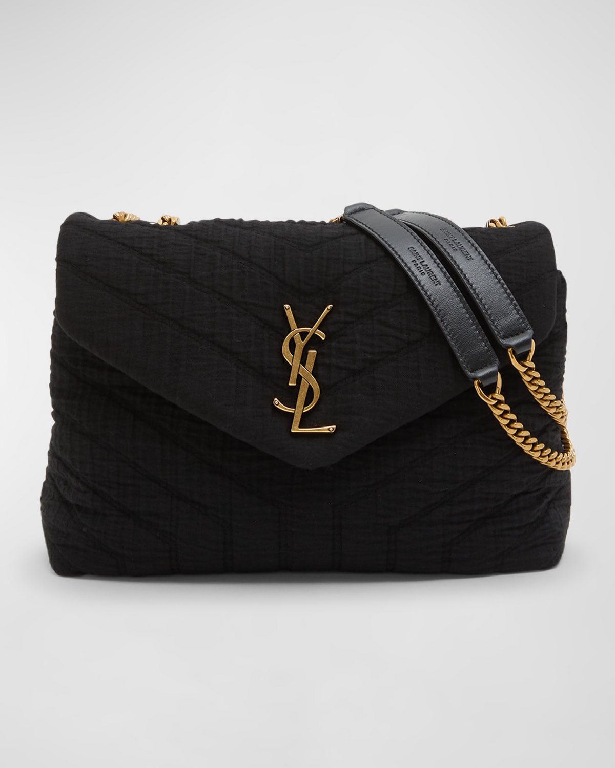 Saint Laurent Loulou Small Y-padded Fabric And Goya Leather Chain Bag In Black