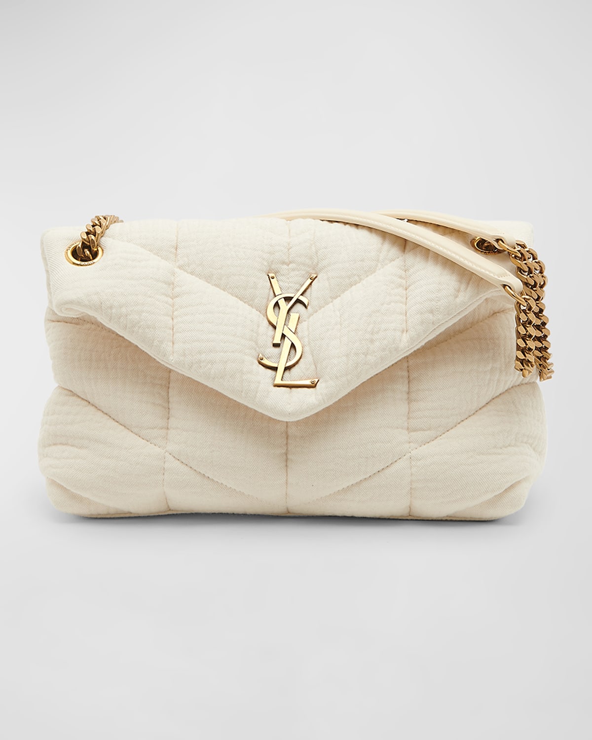SAINT LAURENT LOULOU SMALL YSL SHOULDER BAG IN QUILTED FABRIC