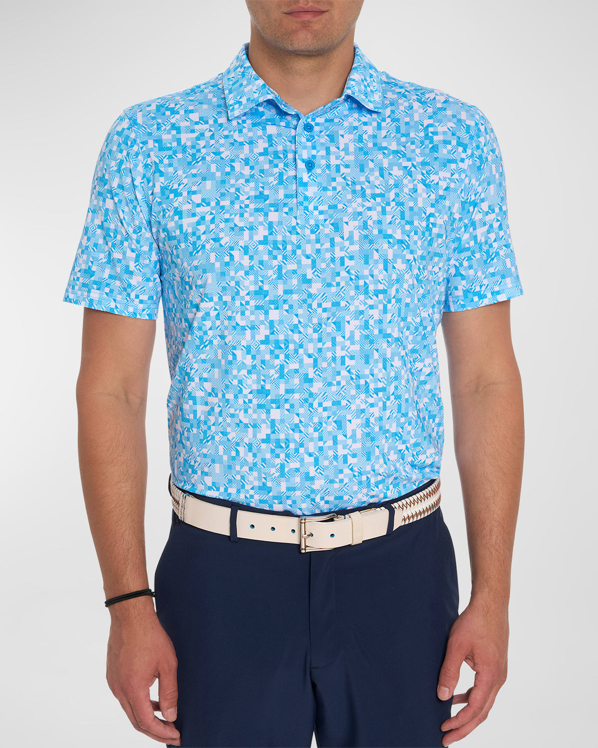Robert Graham Men's Wooderson Performance Stretch Polo Shirt In Lt Blue