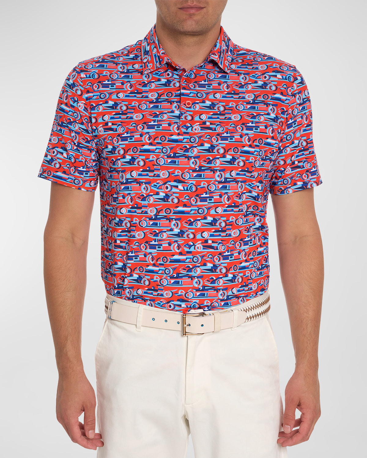 Robert Graham Men's Auto Expo Performance-stretch Polo Shirt In Orange