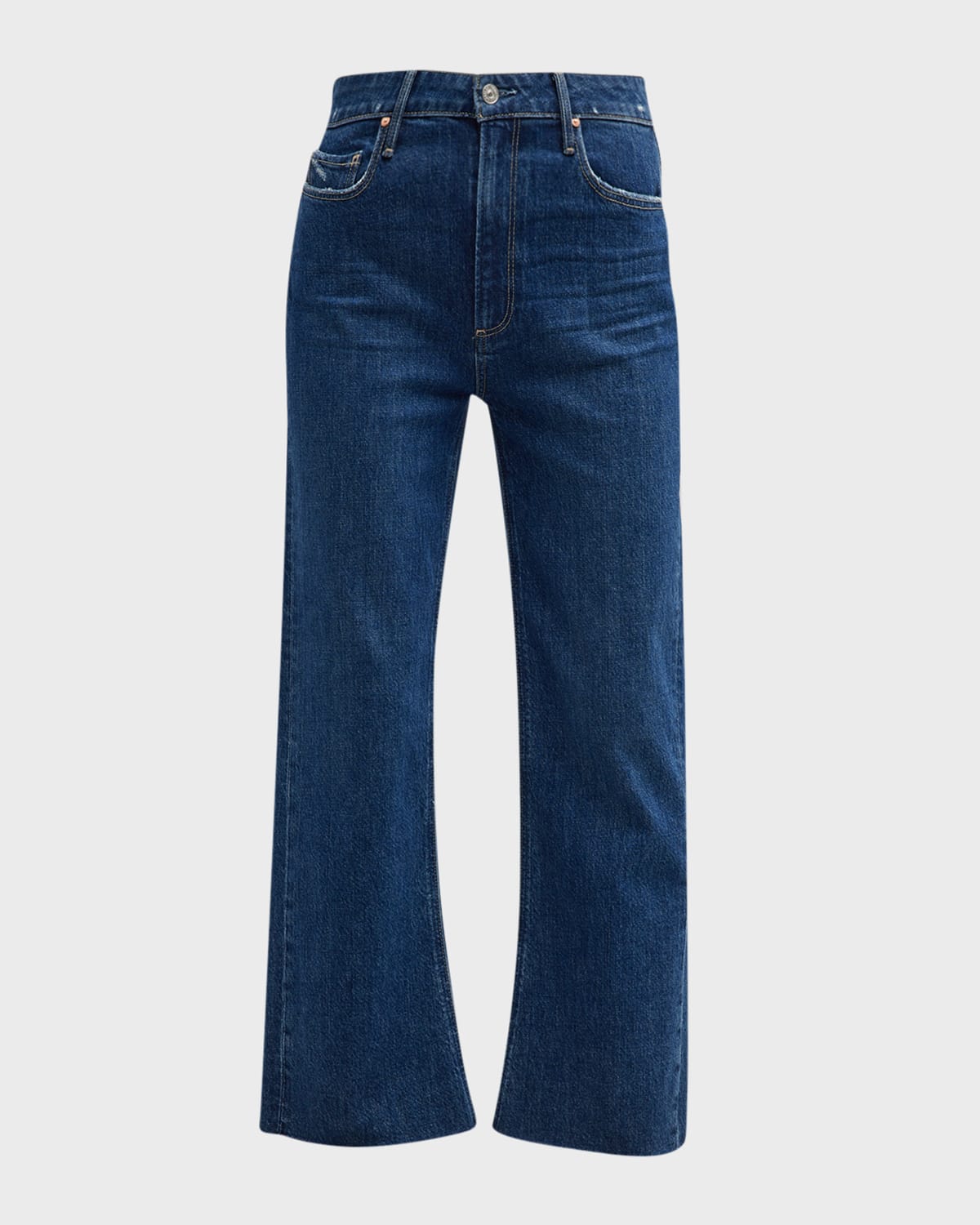 Shop Paige Leenah Wide Raw Hem Ankle Jeans In Everywhere