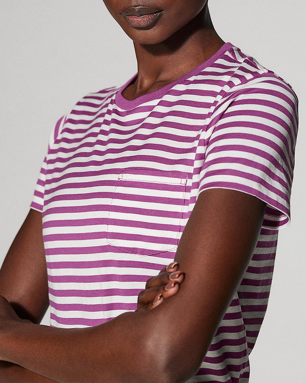 Polo Ralph Lauren Striped Lux Pima Cotton Jersey T-shirt In Berrywhit