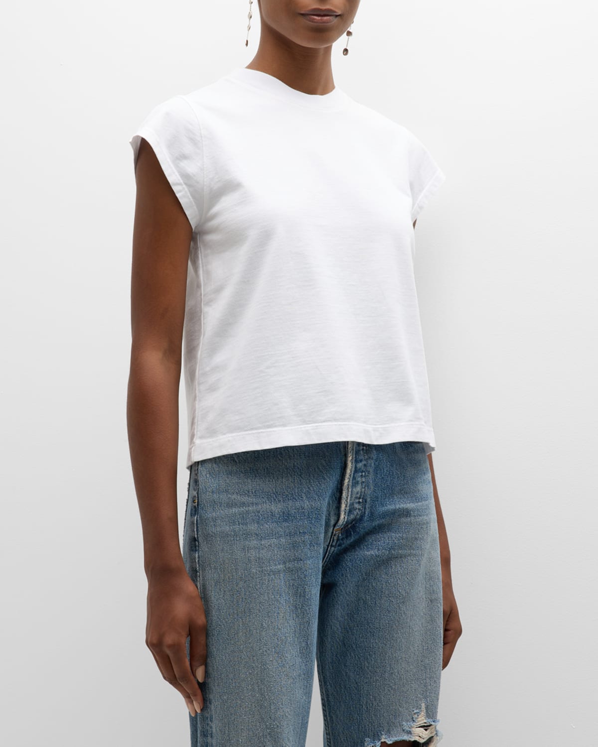 Agolde Bryce Cap Sleeve Tee In White