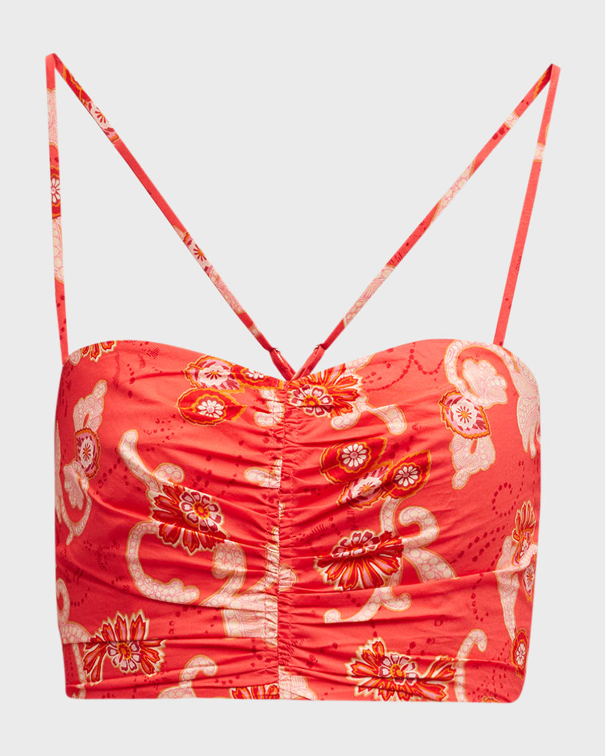 A.l.c Arit Floral Ruched Crop Top In Calla Mult
