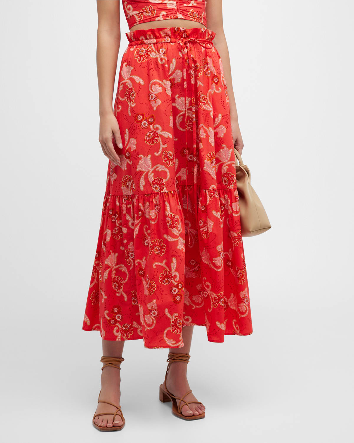 A.l.c Francis Printed Drawstring Maxi Skirt In Calla Multi Damag