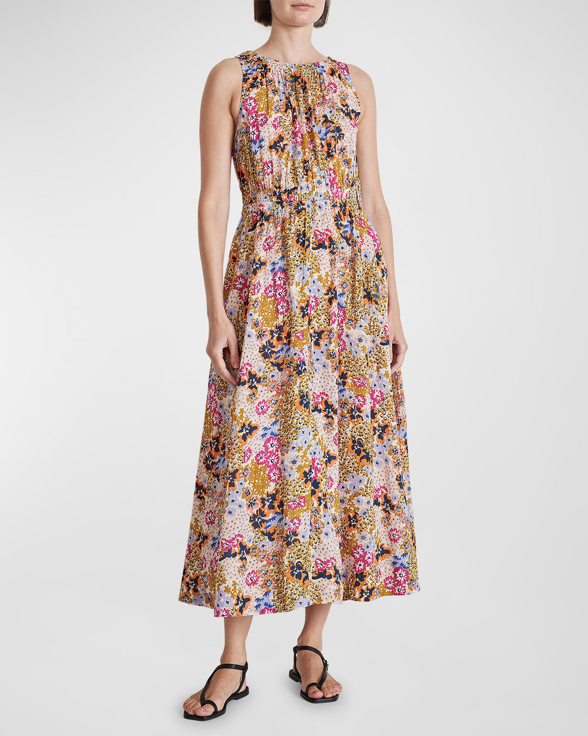 Apiece Apart Bali Sleeveless Floral-print Maxi Dress In Wildflowers Cream
