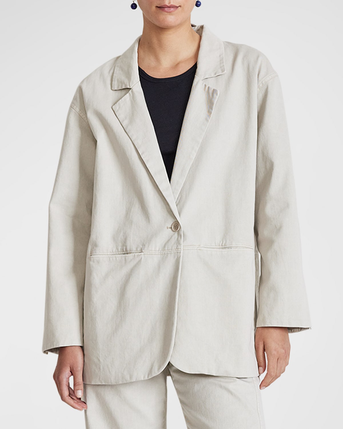 Apiece Apart Oversized Single-Button Linen-Cotton Blazer