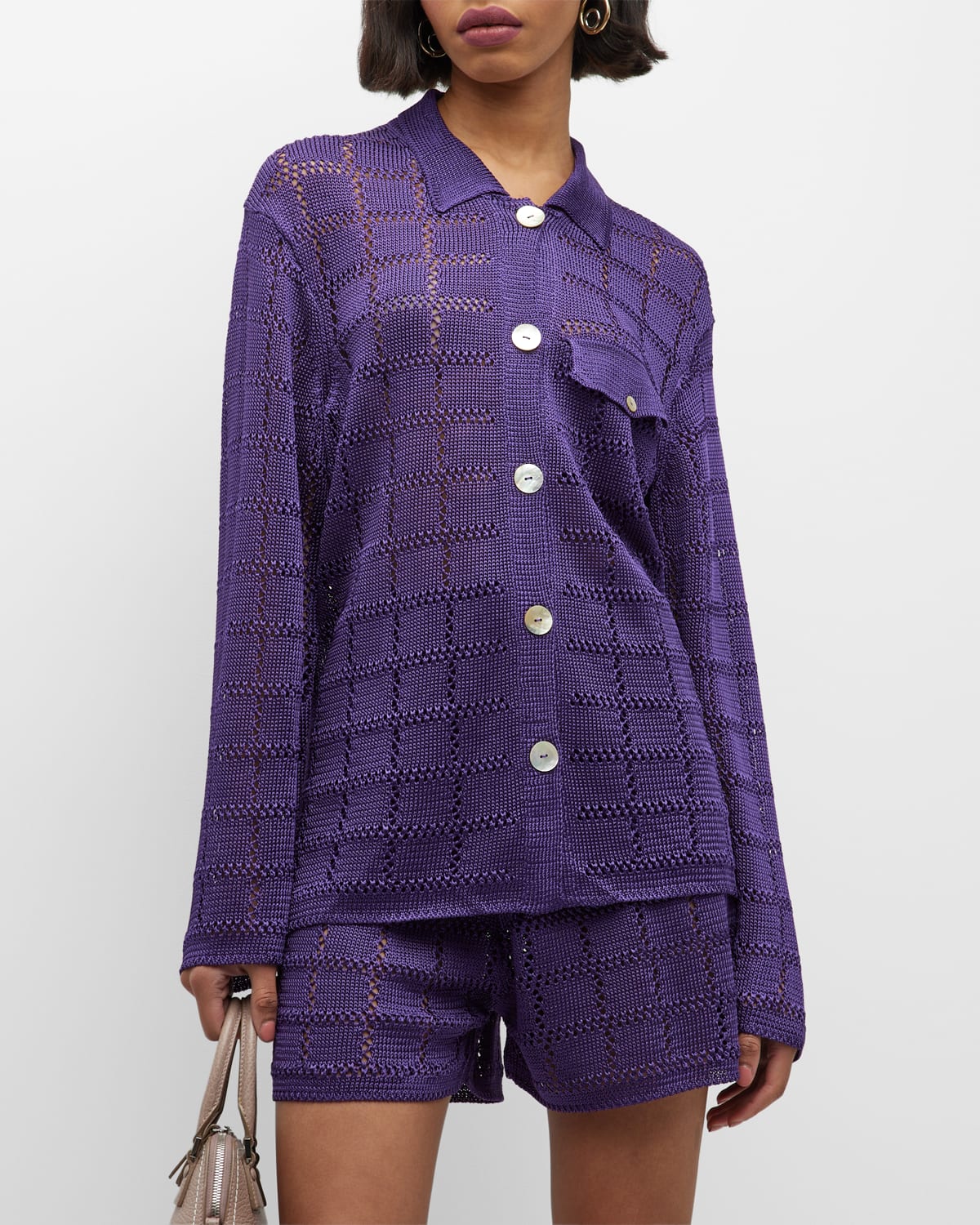Calle Del Mar Long-Sleeve Patchwork Knit Shirt