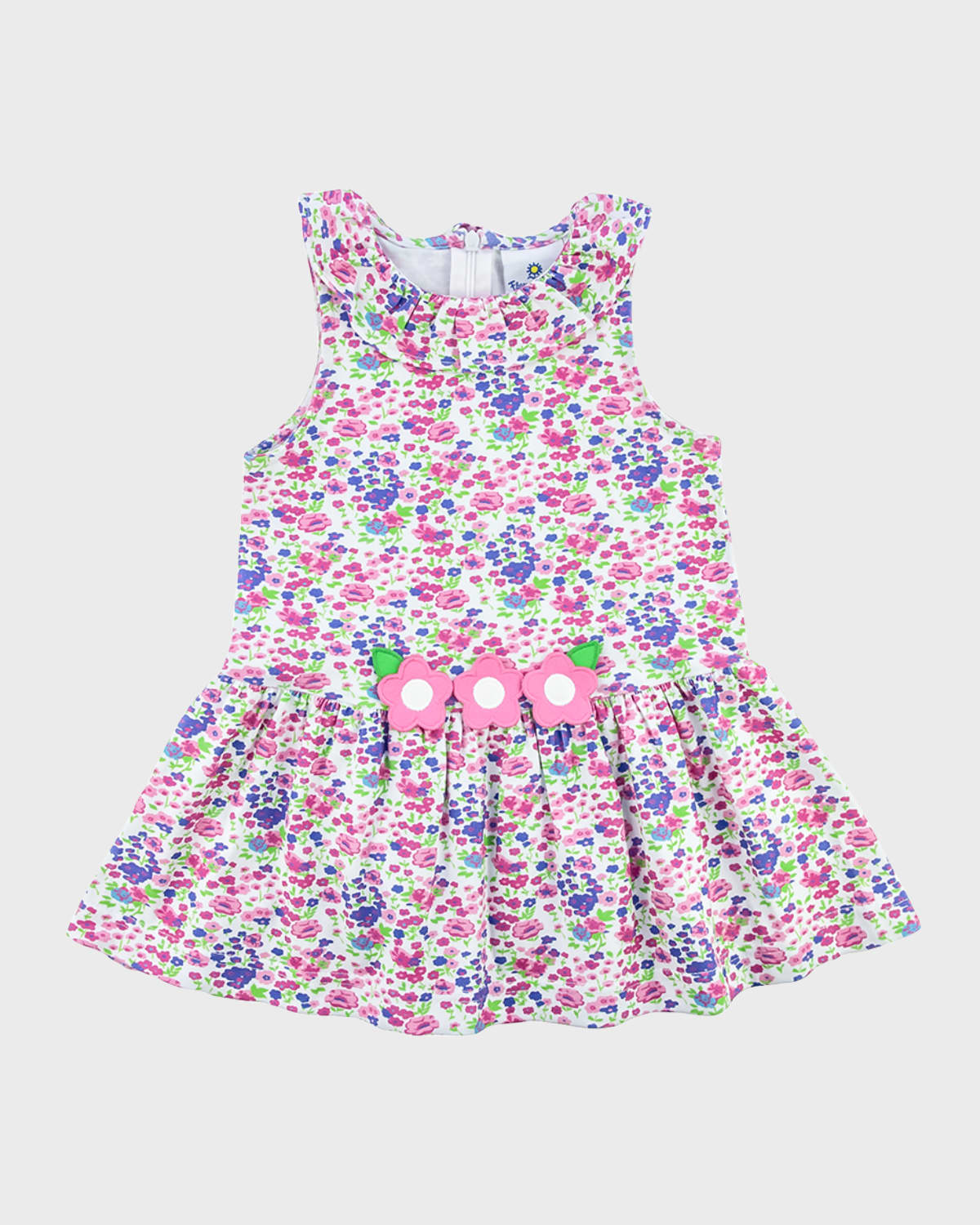 Florence Eiseman Kids' Girl's Floral Knit Dress With Embroidered Flowers In Pink/multi