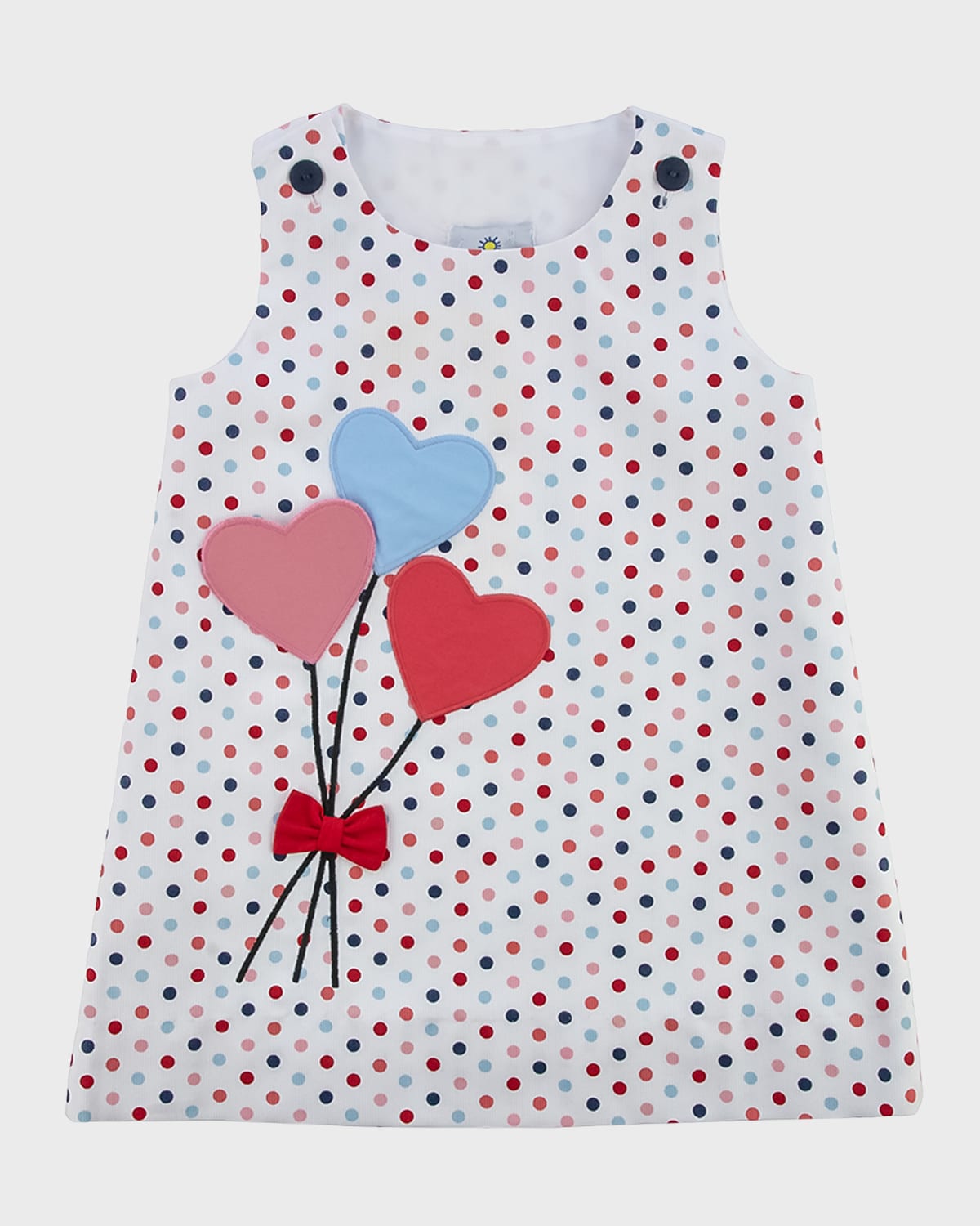 Florence Eiseman Kids' Girl's Multi Dot Finwale Pique Dress With Heart Balloons