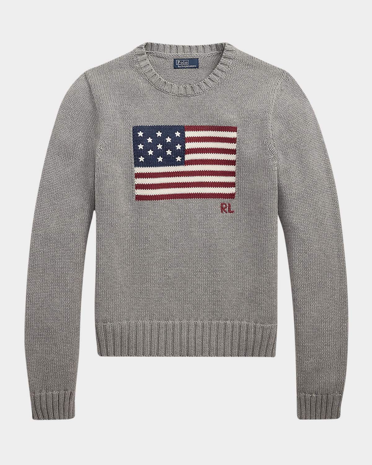 Polo Ralph Lauren Flag Cotton Crewneck Sweater In Brown