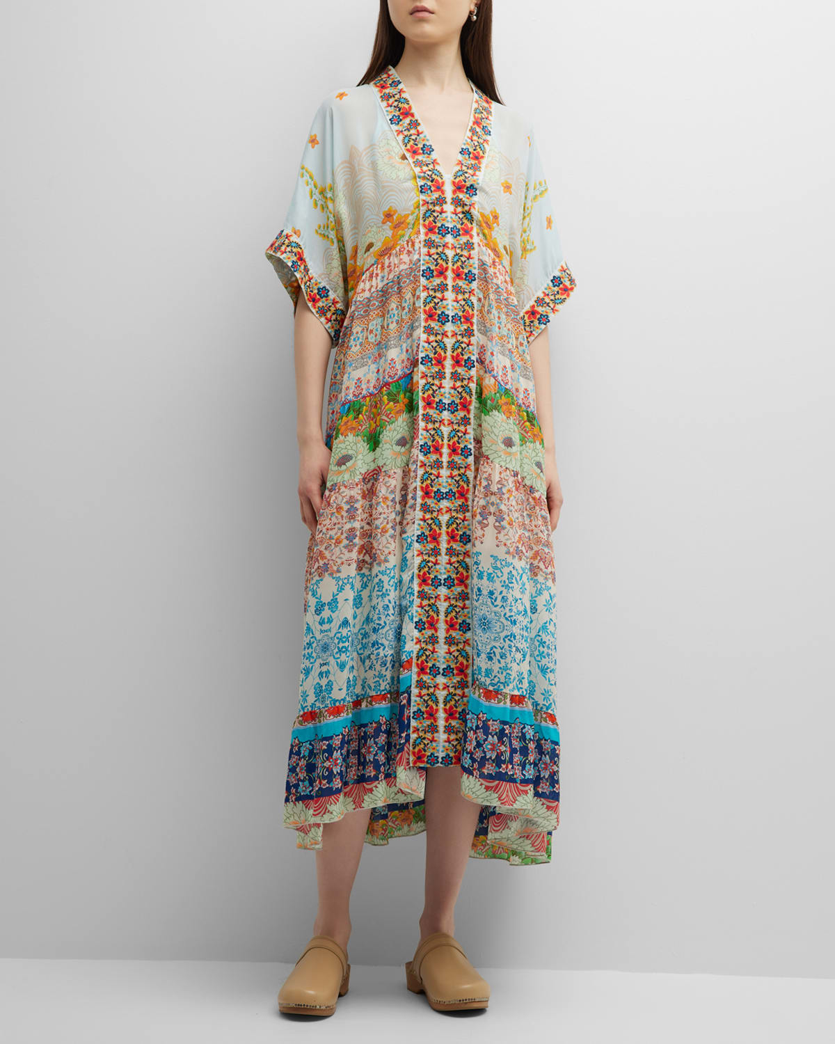 Tyna Embroidered Floral-Print Midi Dress