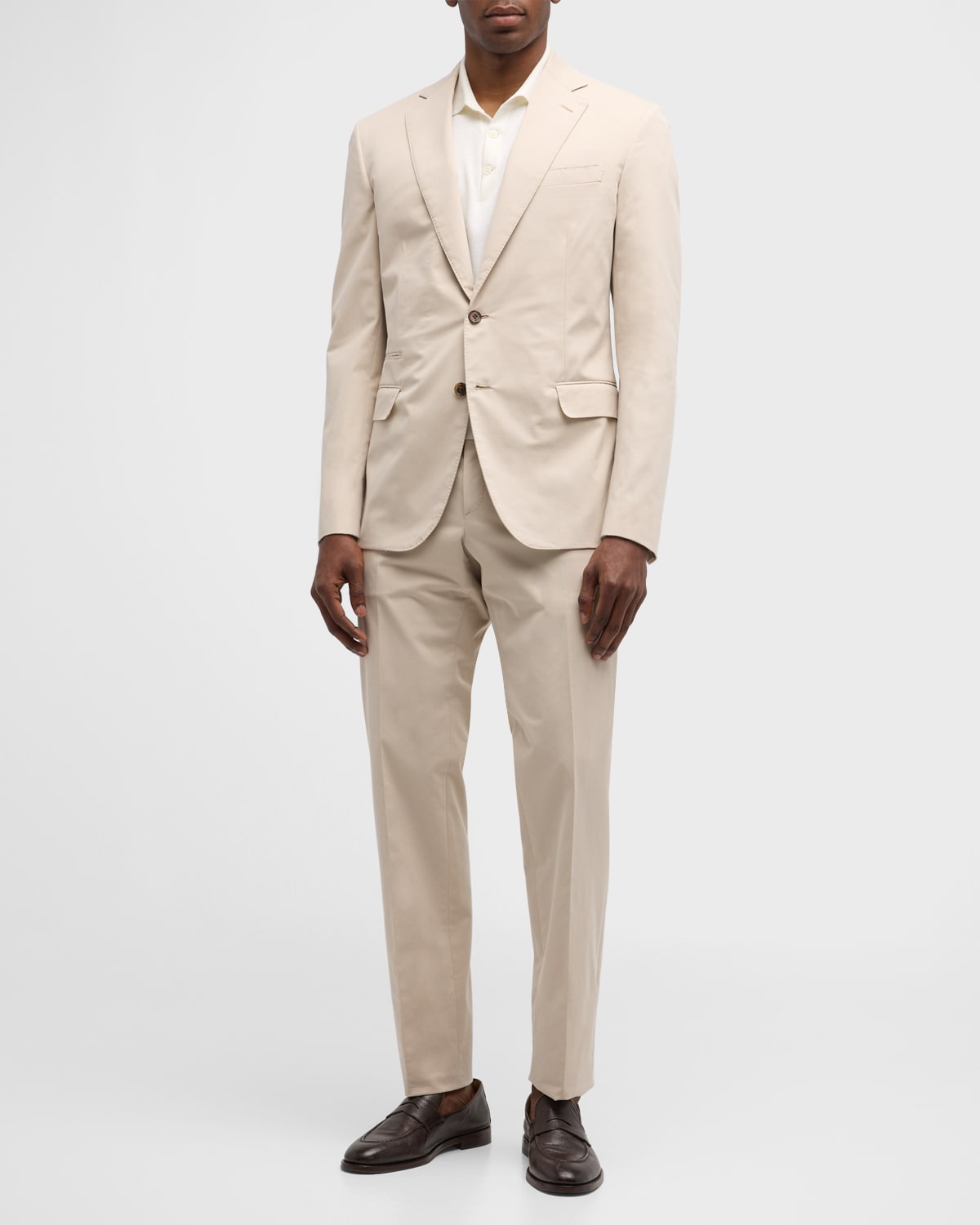 Brioni Men's Solid Cashmere-cotton Suit In Beige