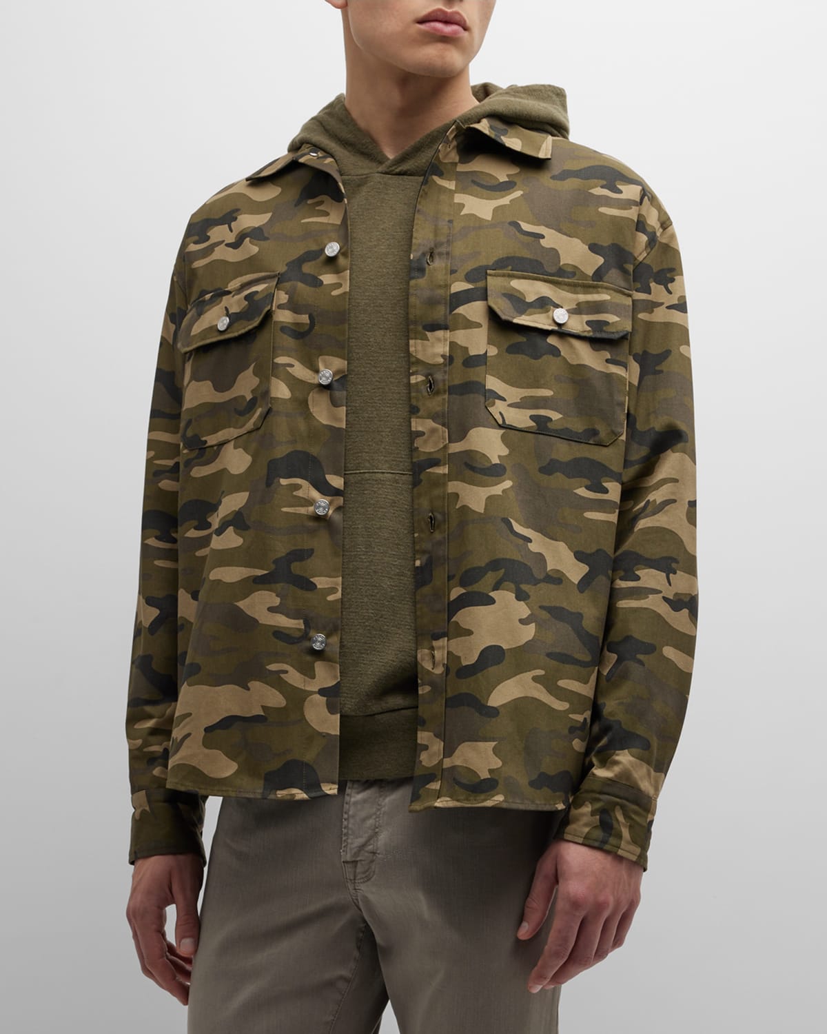 Frame Button Front Camo Jacket In Camo Noir