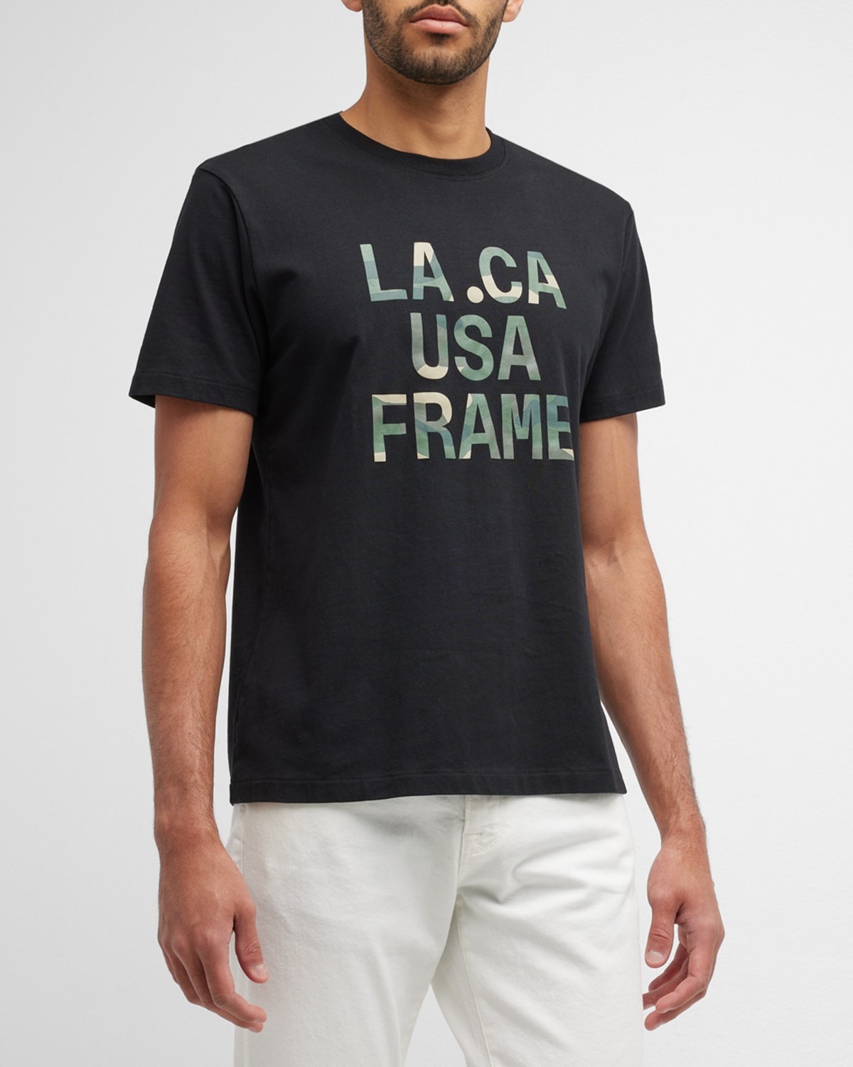 Frame Camo Logo Cotton Graphic Tee In Noir