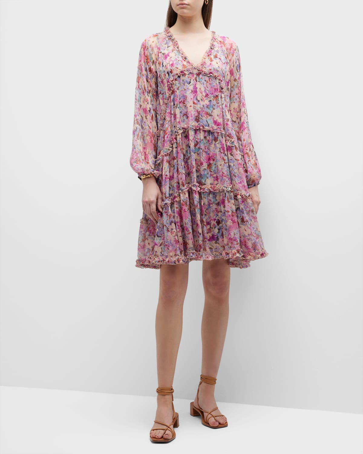 Skyler Ruffle-Trim Floral-Print Mini Dress