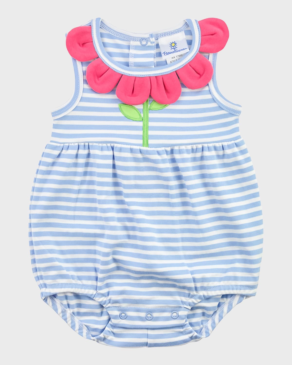 Florence Eiseman Kids' Girl's Stripe Knit Romper With Flower Petals, 3m-24m In Blue/white