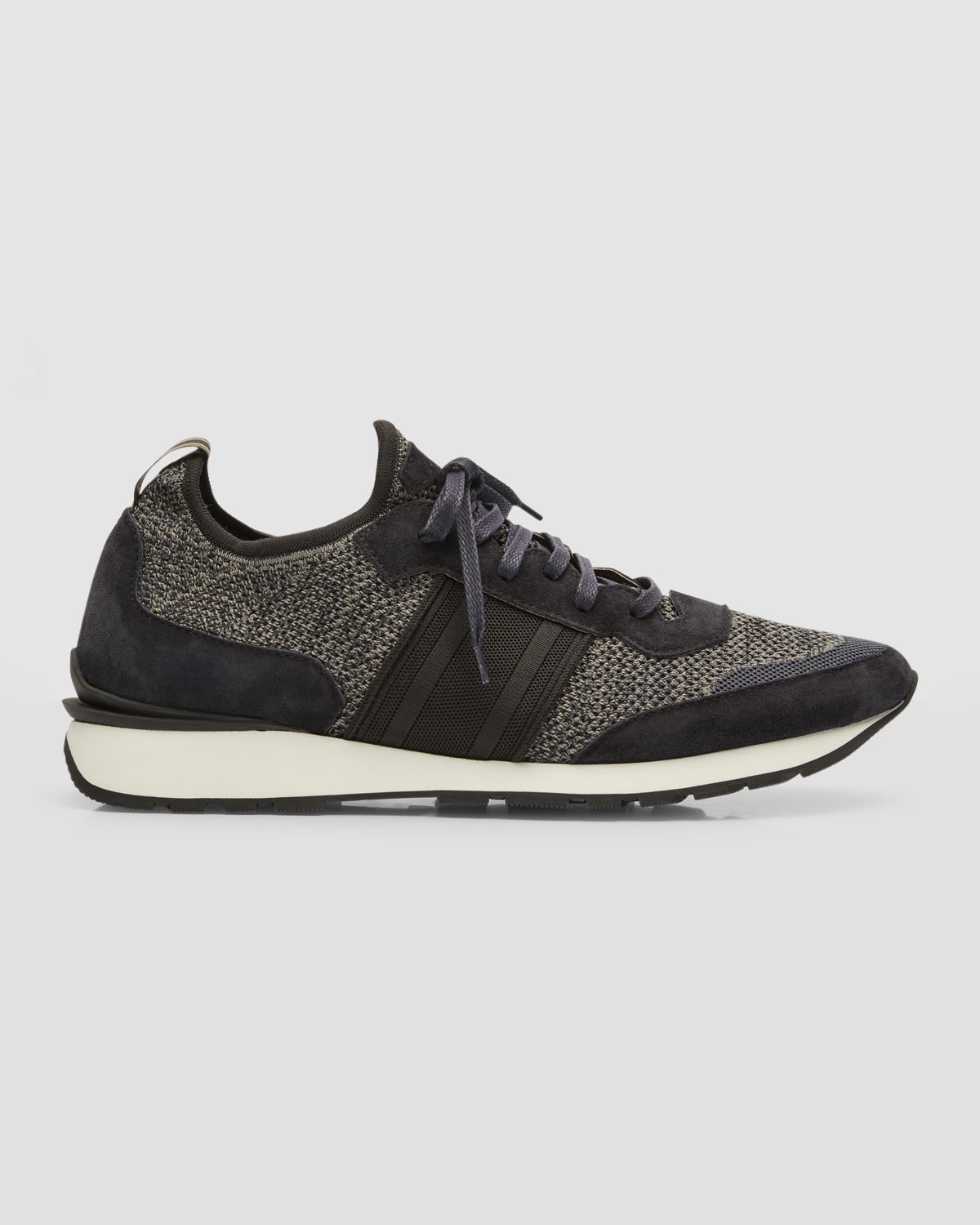 Brioni Men's Knit Runner Sneakers In Black Blue