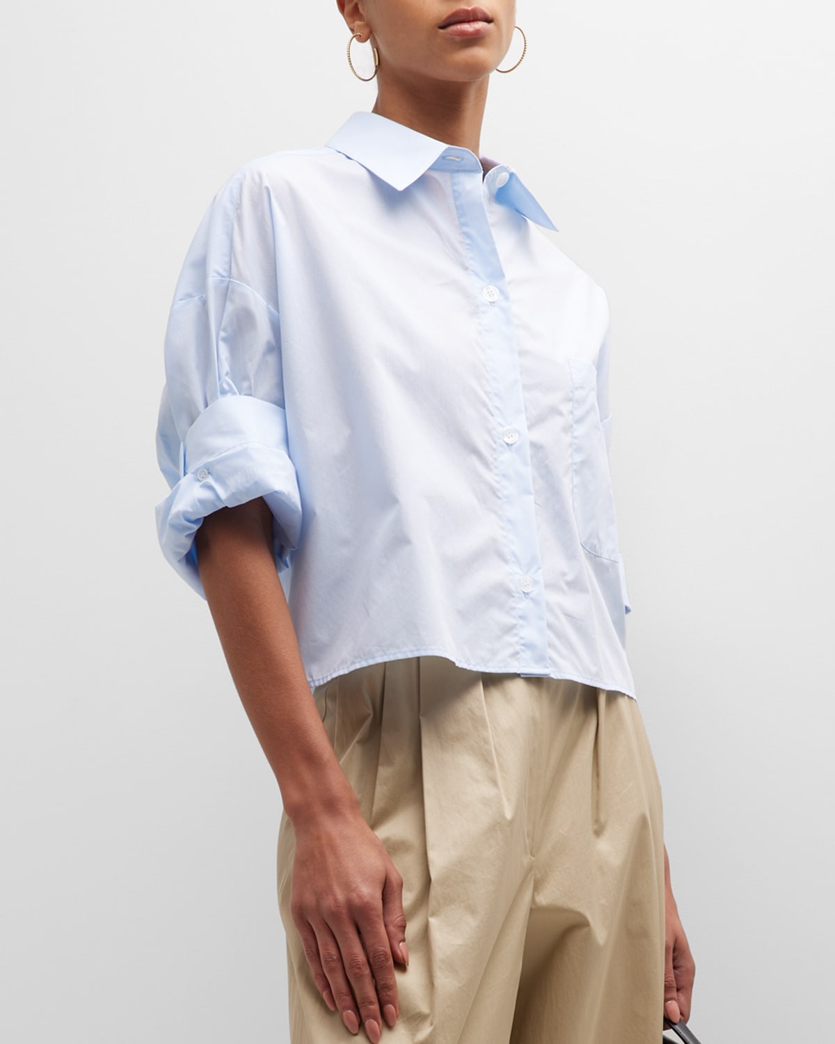 Shop Twp Next Ex Cropped Boxy Shirt In Baby Blue