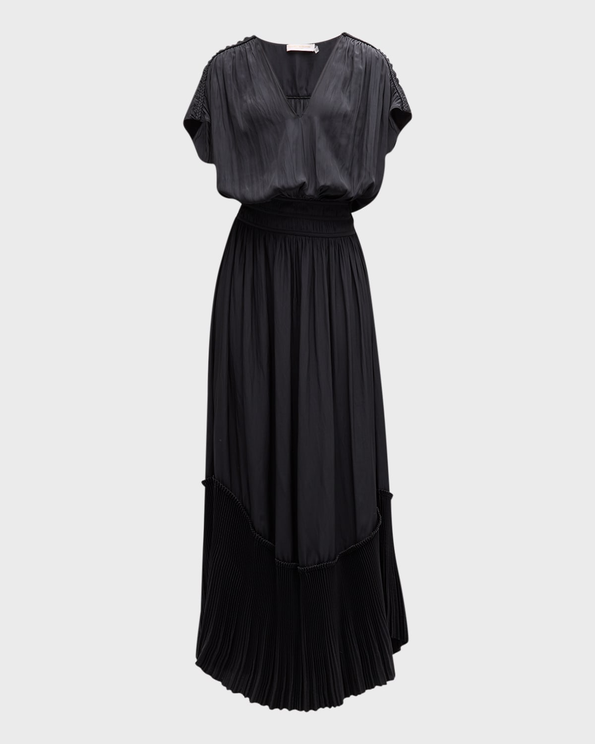 Ramy Brook Cymone Short-sleeve Maxi Dress In Black