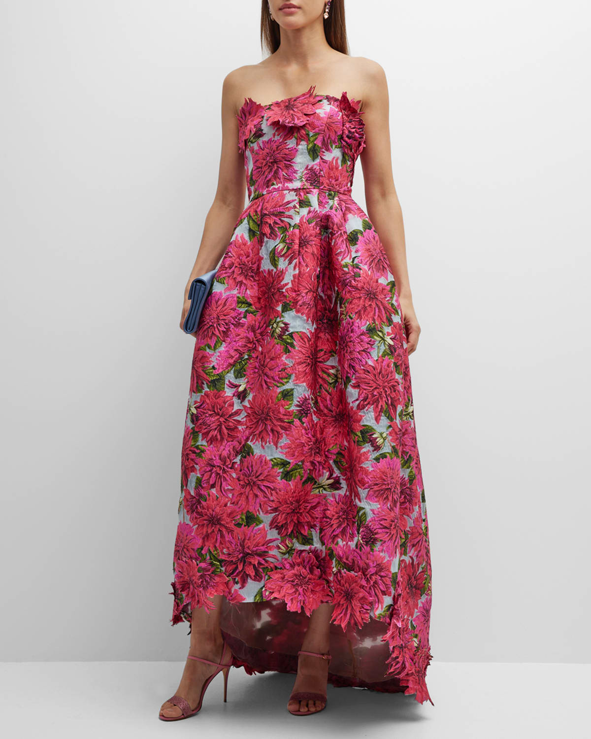 Strapless Dahlia Fil Coupe High-Low Gown