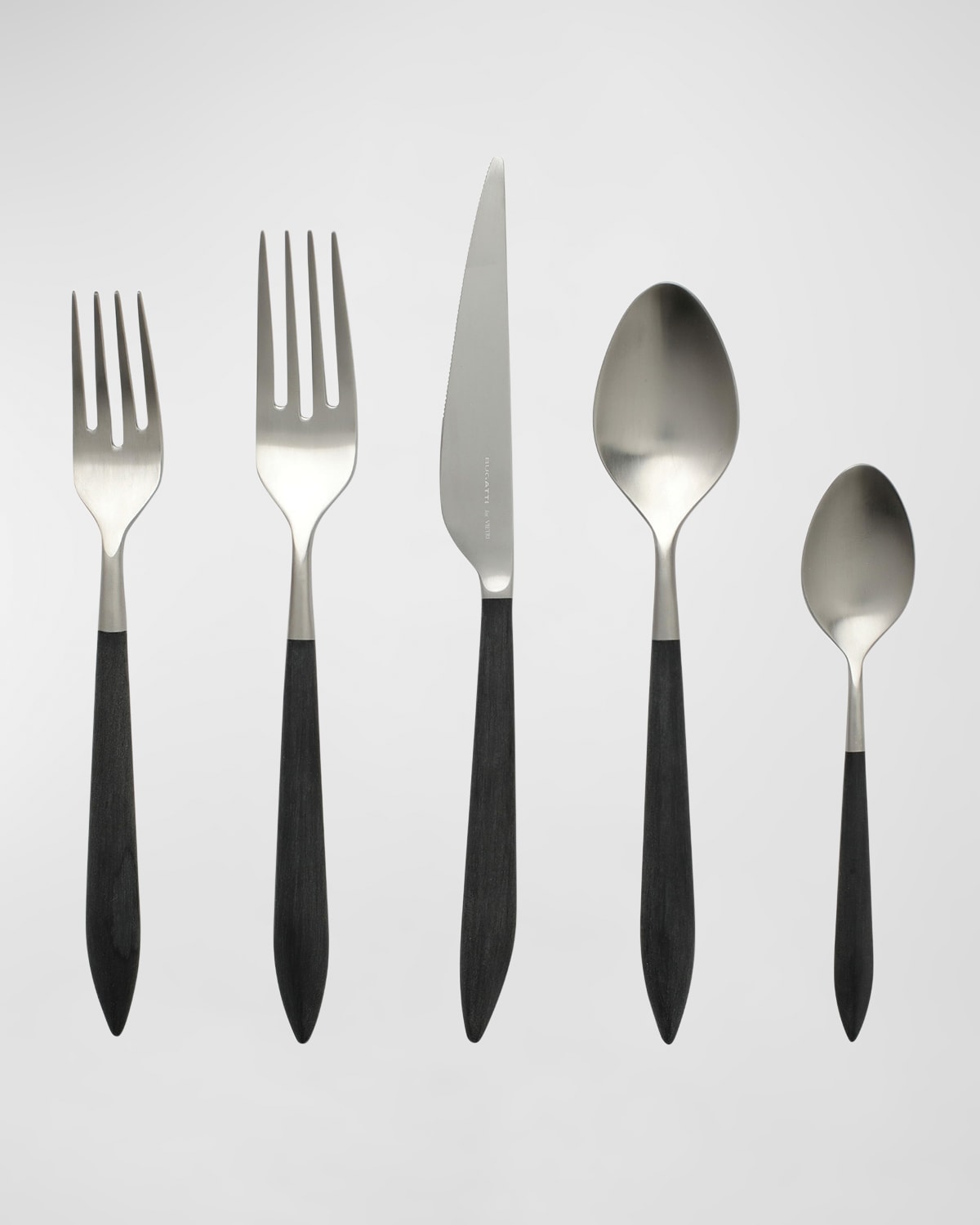 Vietri Ares Argento & Black 5-piece Flatware Place Setting In Black