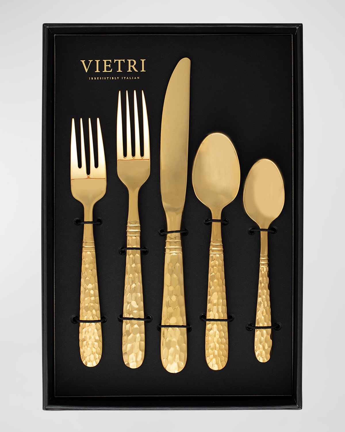 VIETRI MARTELLATO GOLD FIVE-PIECE PLACE SETTING, SET OF 4